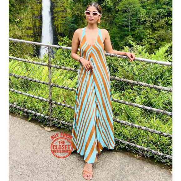 MANGO Striped Satin Crossover Maxi Dress NWT 🧡 - Picture 6 of 16